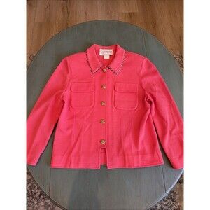 Castleberry‎ Pink Wool Blend Jacket Blazer Gold Buttons USA Made Vintage